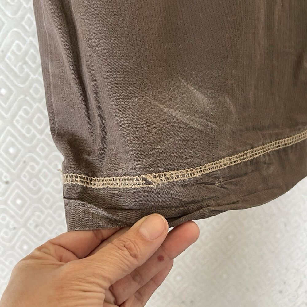 Eddie Bauer Roll Up Utility Cargo Pants Brown Contrast Stitch Y2K Gorpcore Sz 8 - Picture 14 of 16